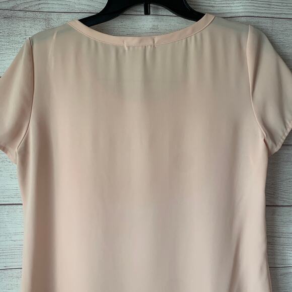 Pleione Light Pink Blouse Short Sleeve Hi Low Pocket Size Small - Picture 7 of 10